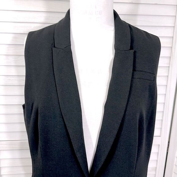 Chico's Vest Size 2 (12) Black Tuxedo Style Lapel - Picture 3 of 14
